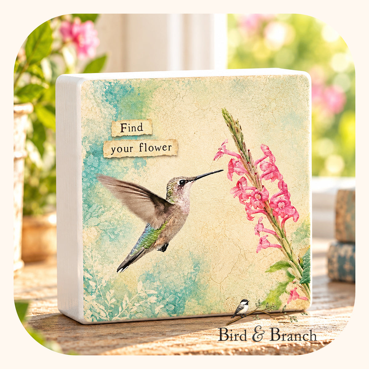 Hummingbird - Bird & Branch Art Block