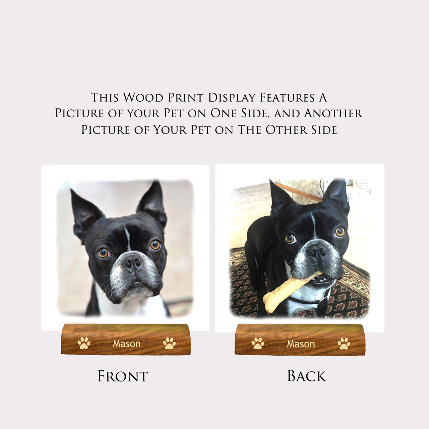 5" x 5" Custom Pet Photo on Wood with Display stand