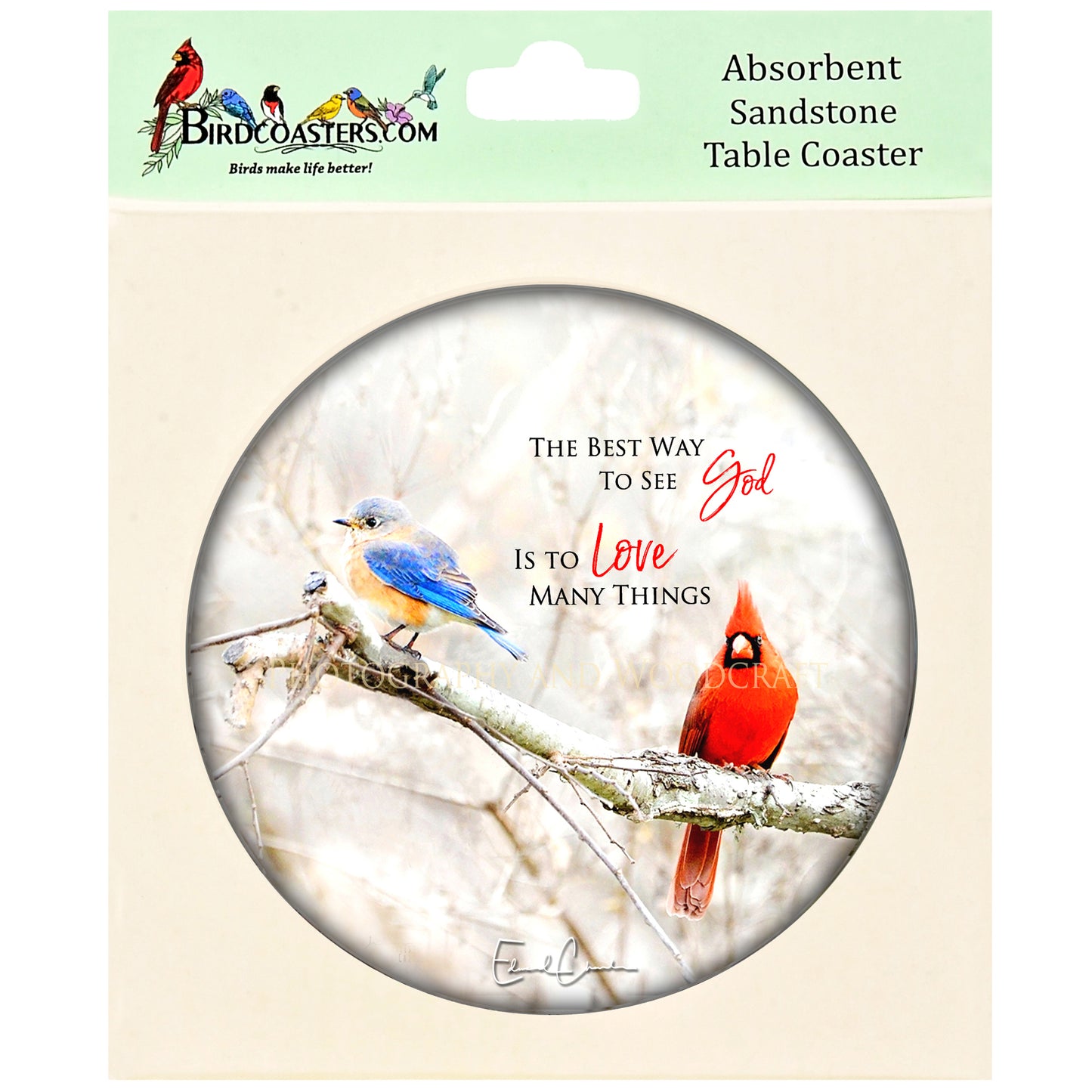 Cardinal and Bluebird with Poem
