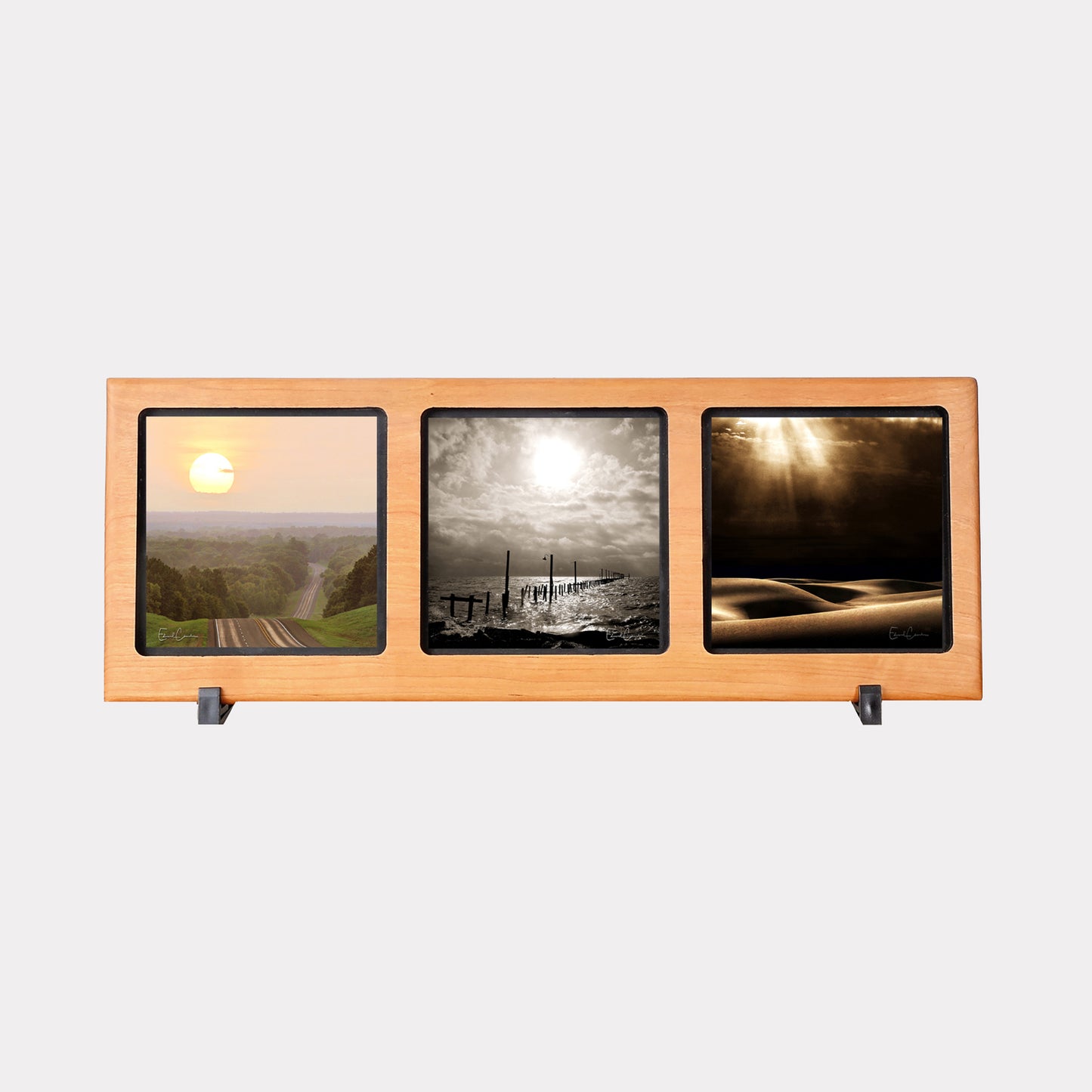 3-Panel Solid Wood Frame with Scenery