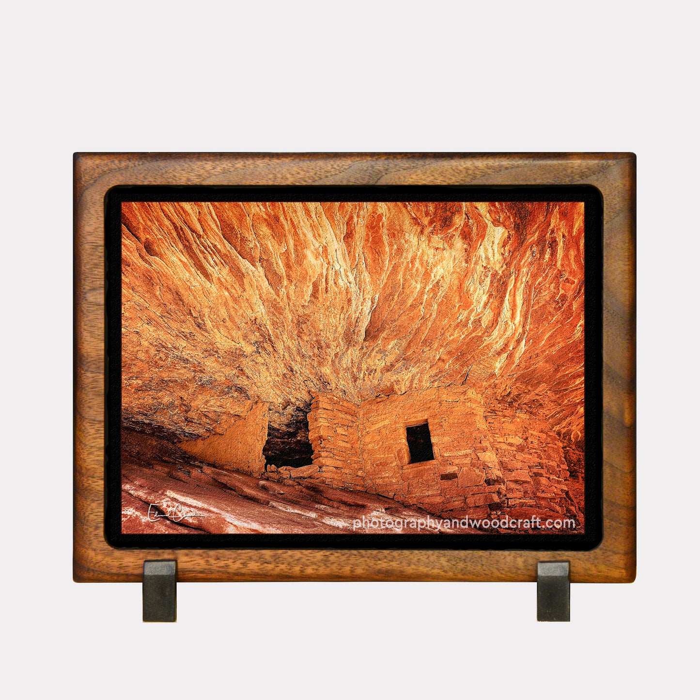 5" x 7" House on Fire ruins. Canvas Print in Solid Wood Floating Frame