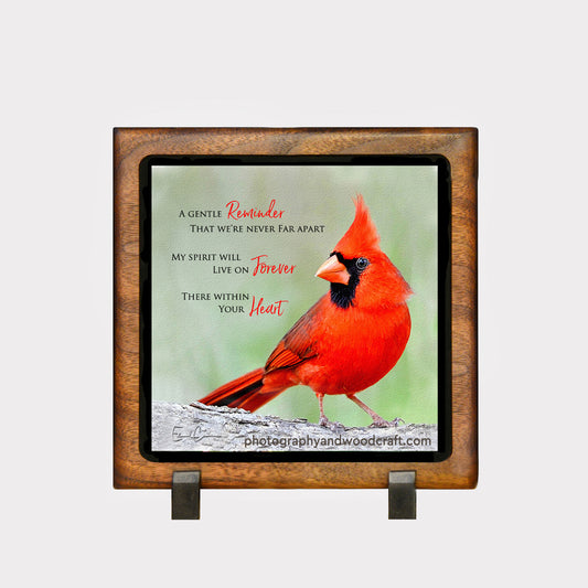5" x 5" Cardinals with Sayings in Solid Wood Floating Frame