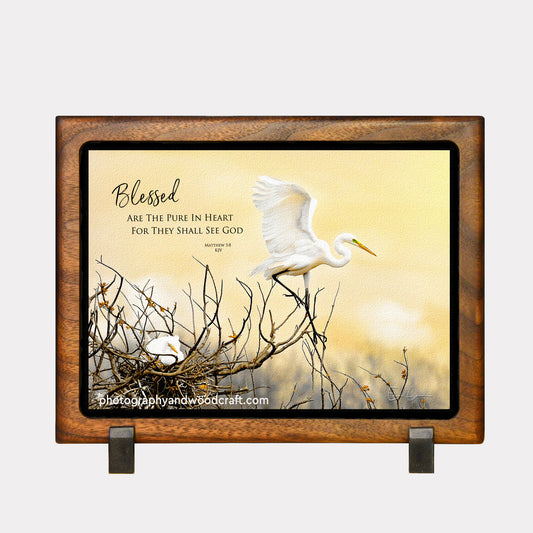 5" x 7" Egrets. Canvas Print in Solid Wood Floating Frame
