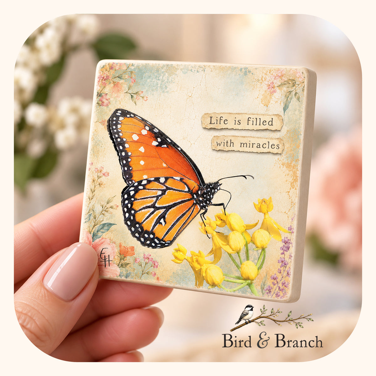 Queen Butterfly - Wooden Refrigerator Magnet