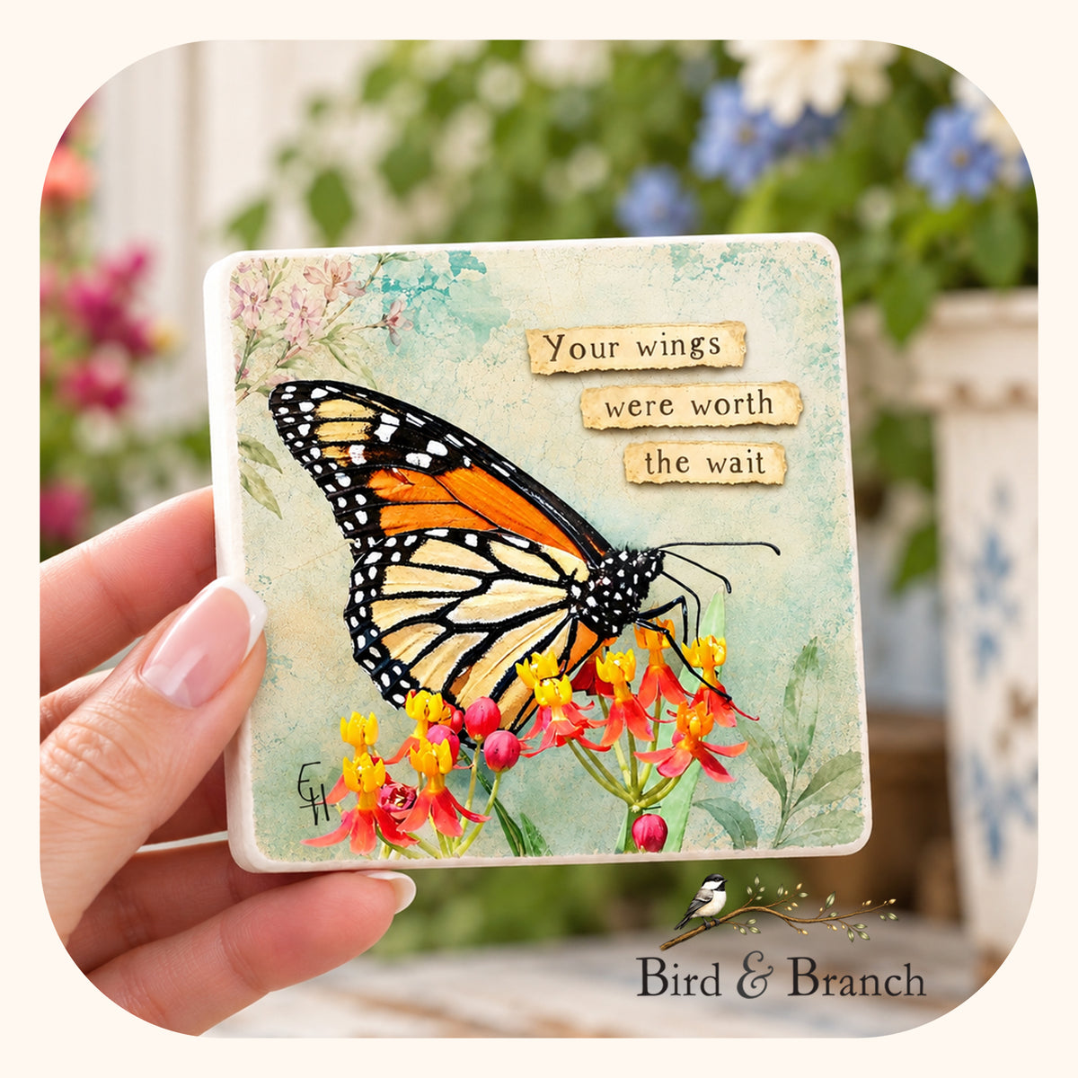 Monarch Butterfly - Wooden Refrigerator Magnet