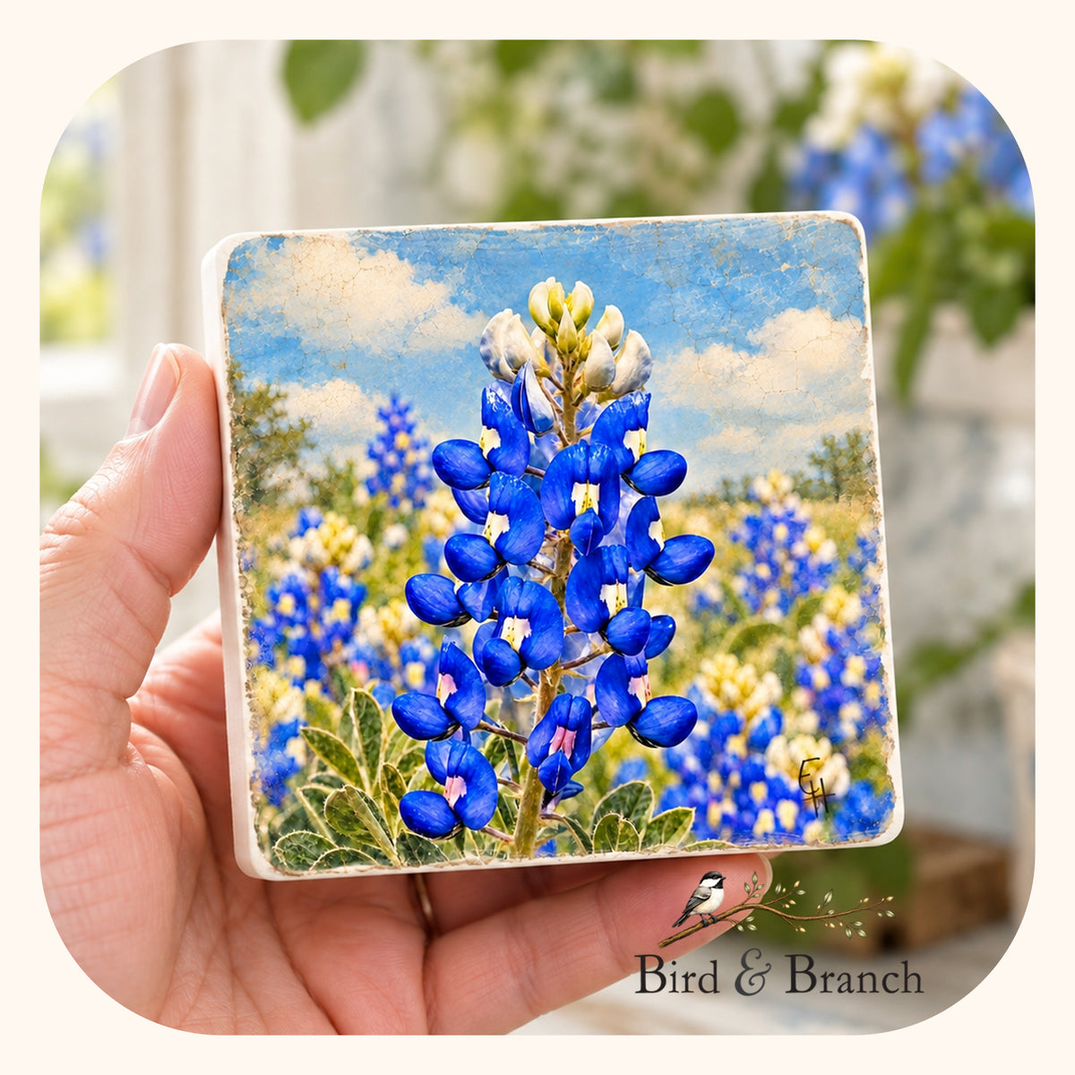 Wild bluebonnets - Wooden Refrigerator Magnet