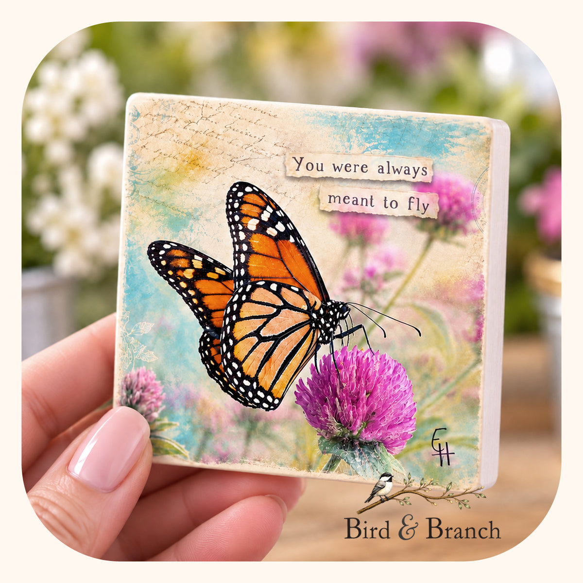 Monarch Butterfly - Wooden Refrigerator Magnet