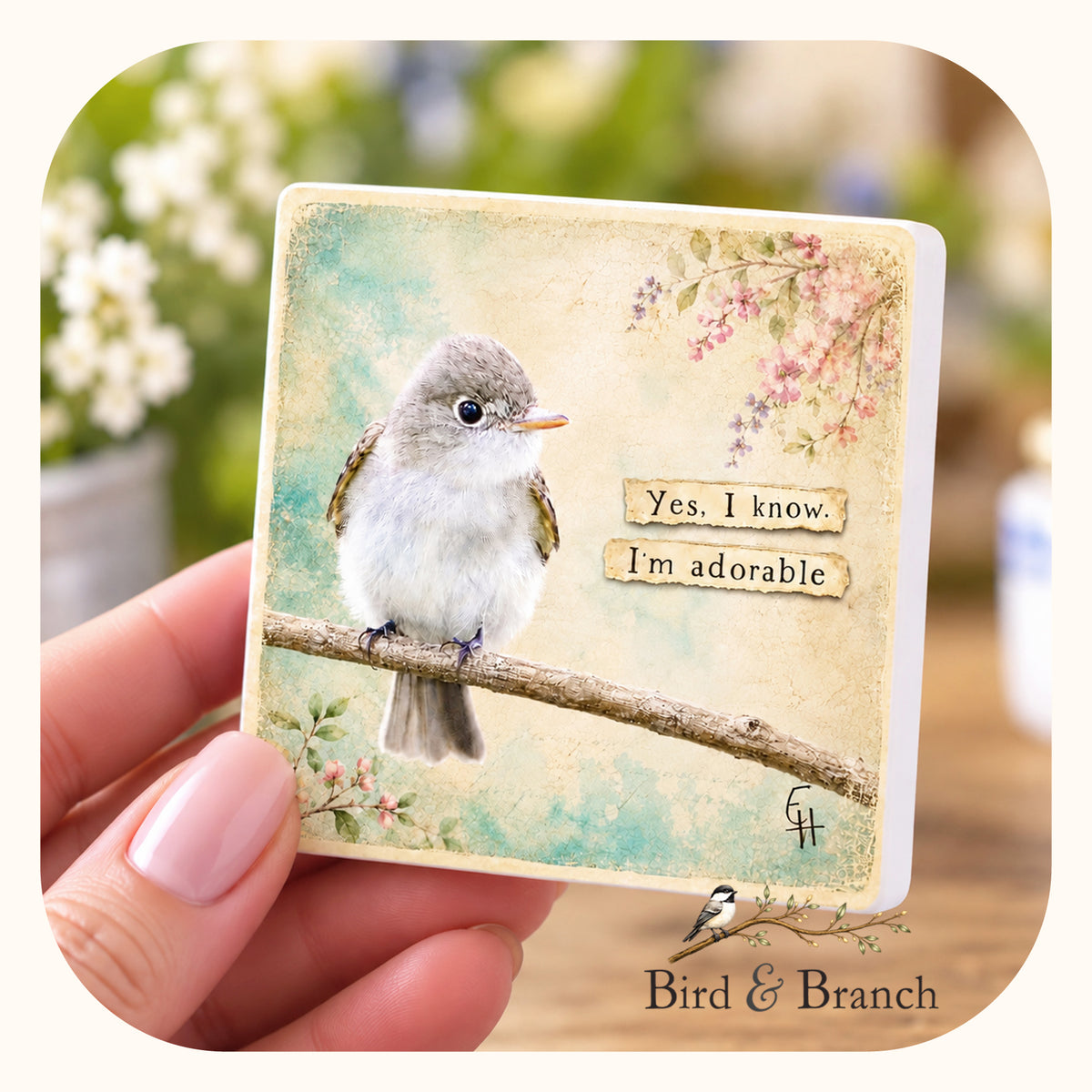 Acadian Flycatcher - Wooden Refrigerator Magnet