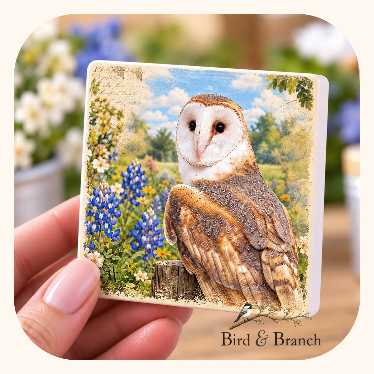 Barn Owl - Wooden Refrigerator Magnet