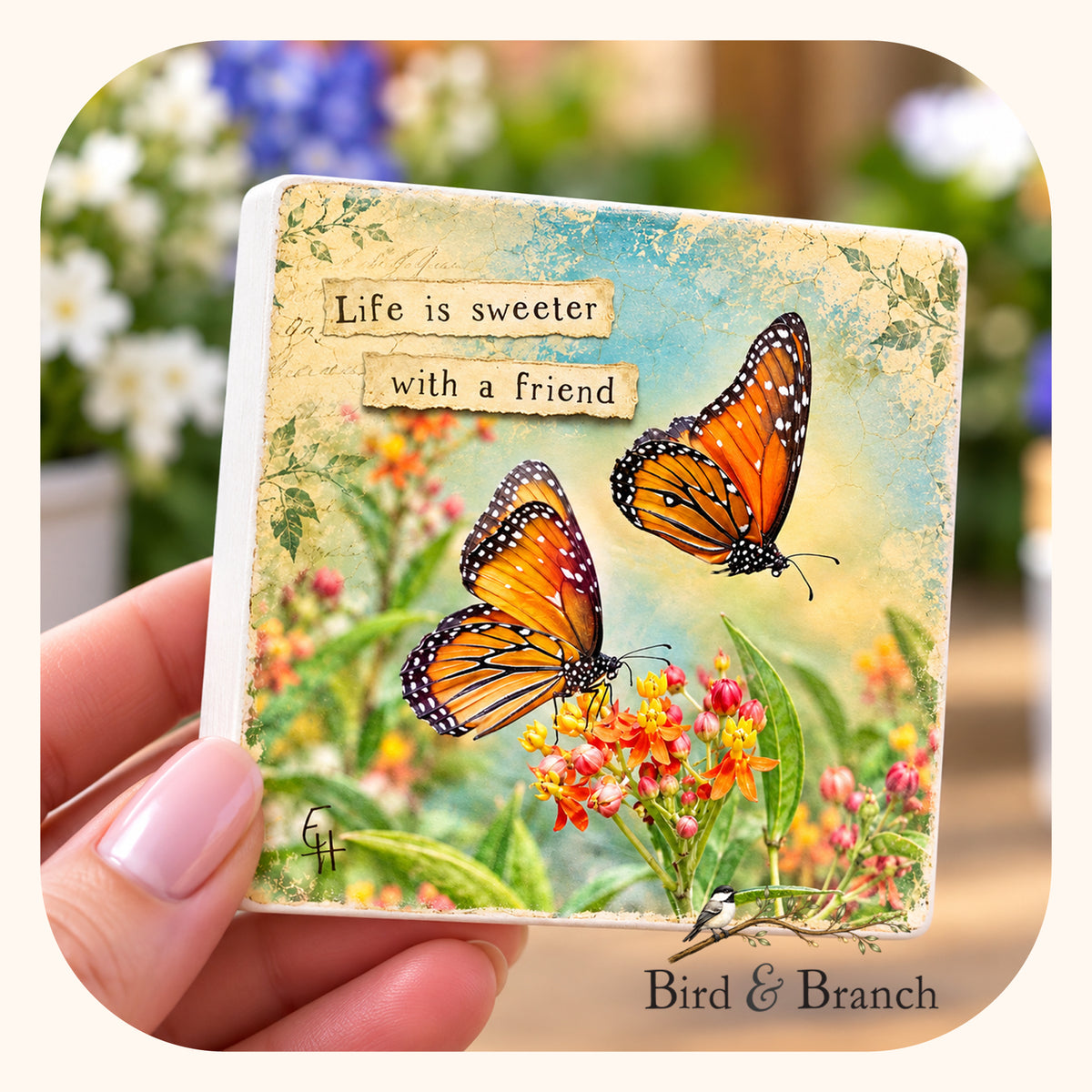 Queen Butterflies - Wooden Refrigerator Magnet