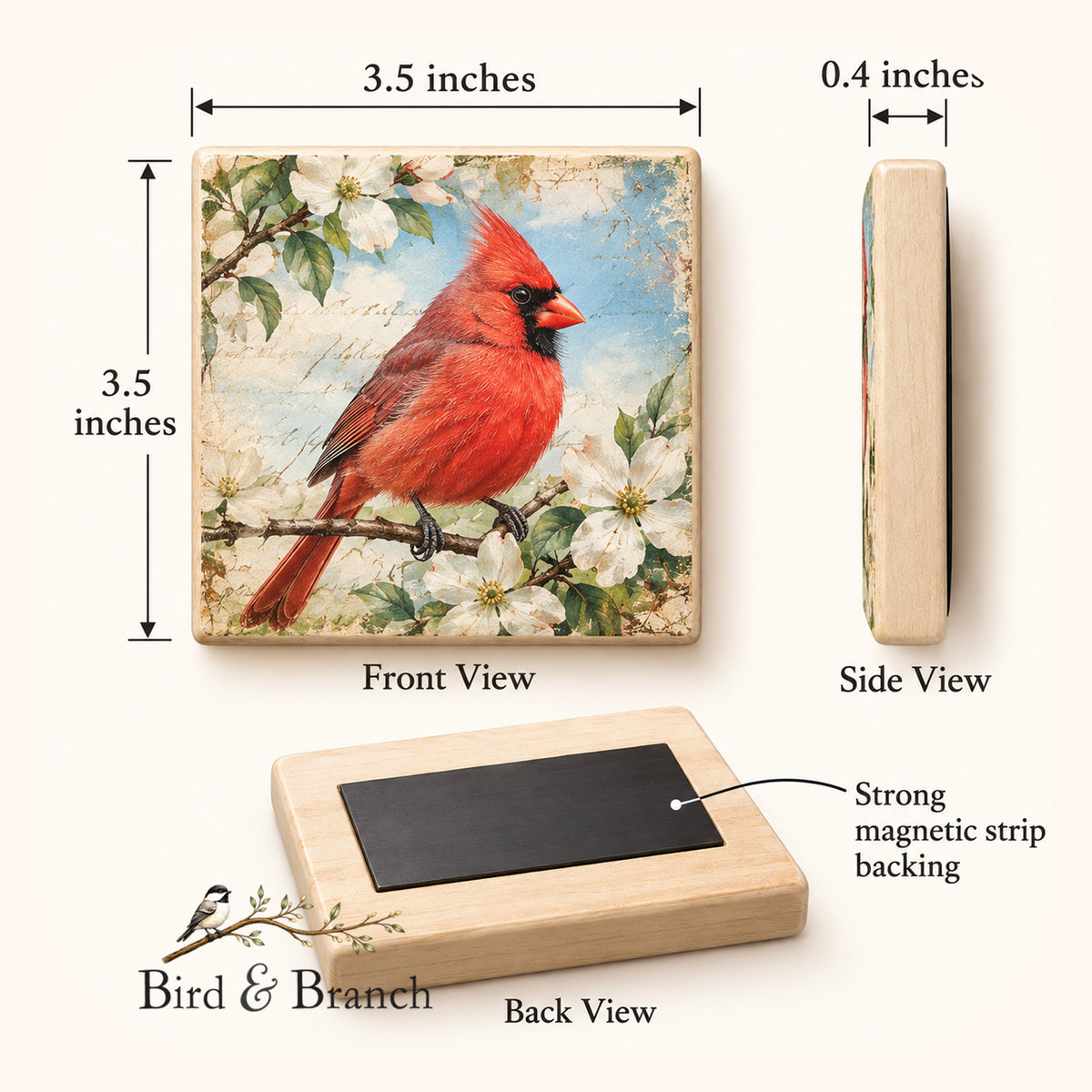 Carolina Wren - Wooden Refrigerator Magnet