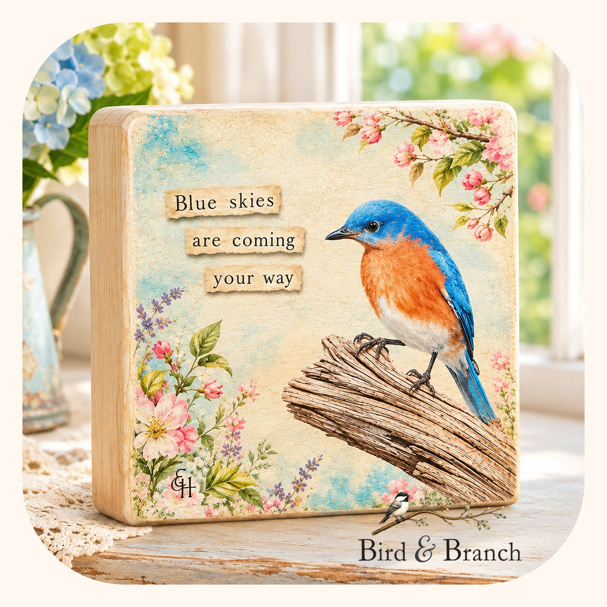 Bluebird - Bird & Branch Art Block