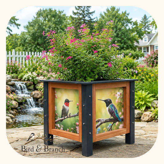 Wild Hummingbirds of Texas Cedar Planter