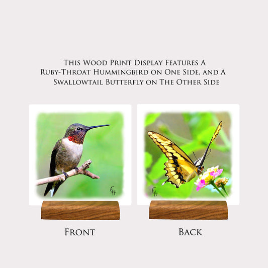 Hummingbird and Butterfly Wood Print Stand