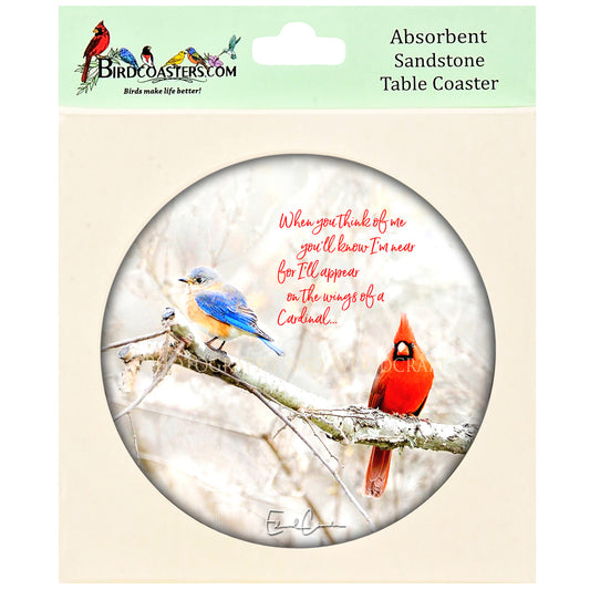 Cardinal and Bluebird with Poem