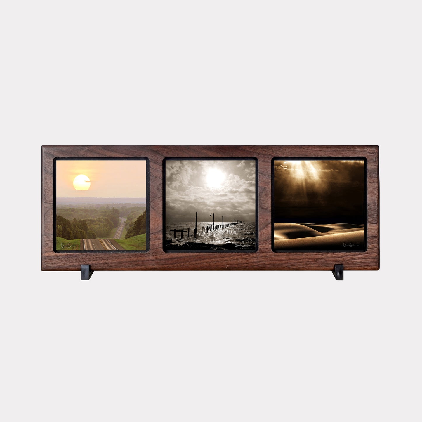 3-Panel Solid Wood Frame with Scenery