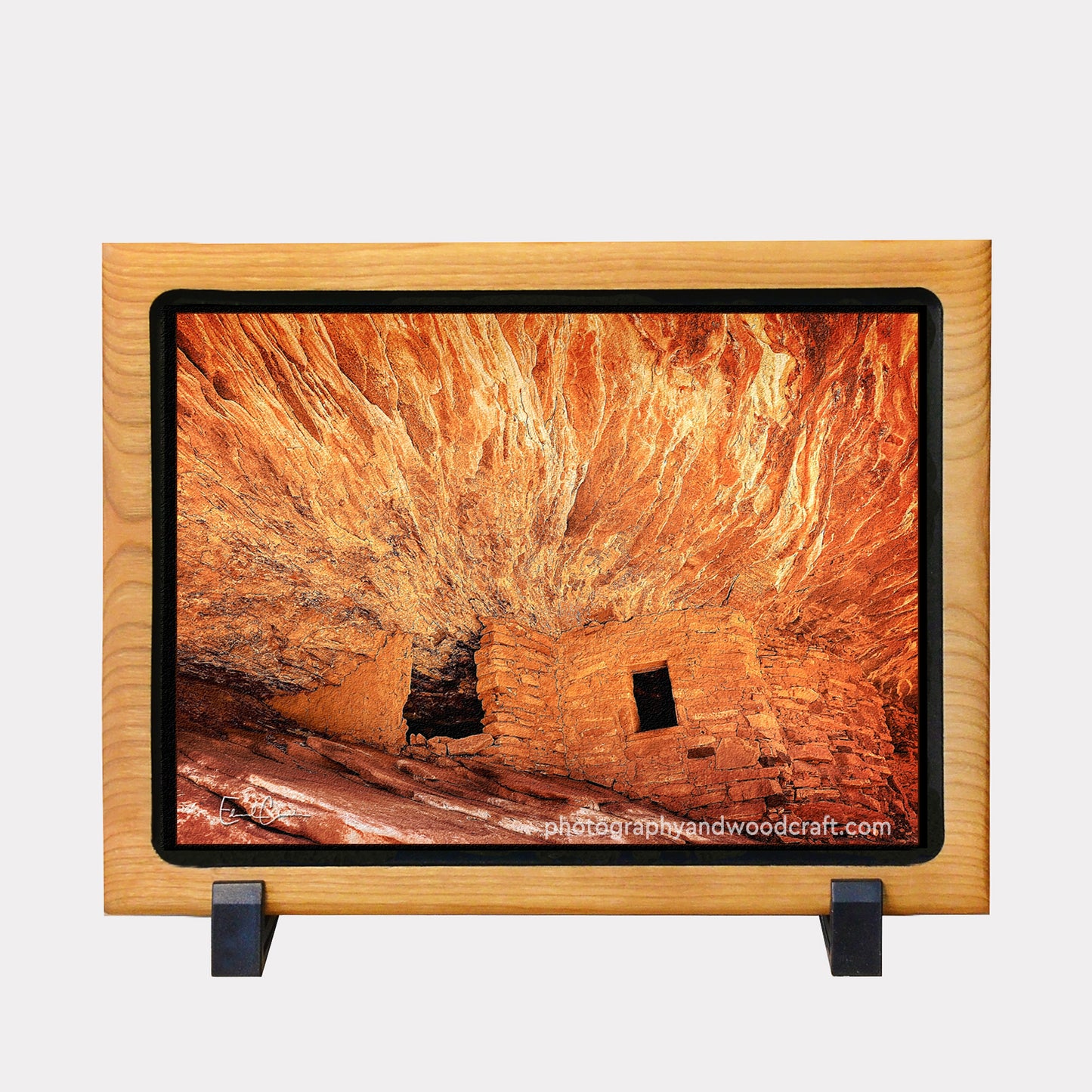 5" x 7" House on Fire ruins. Canvas Print in Solid Wood Floating Frame