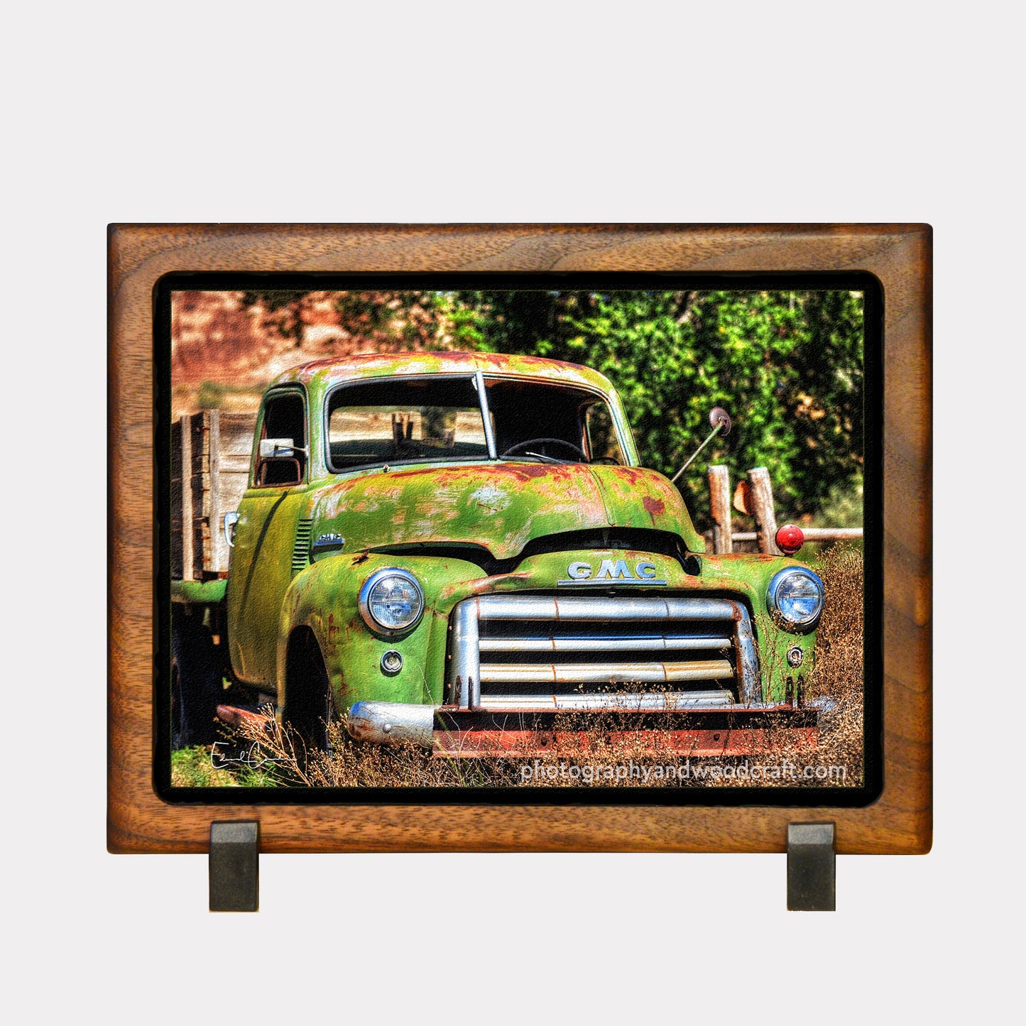 5" x 7" GMC Truck. Canvas Print in Solid Wood Floating Frame