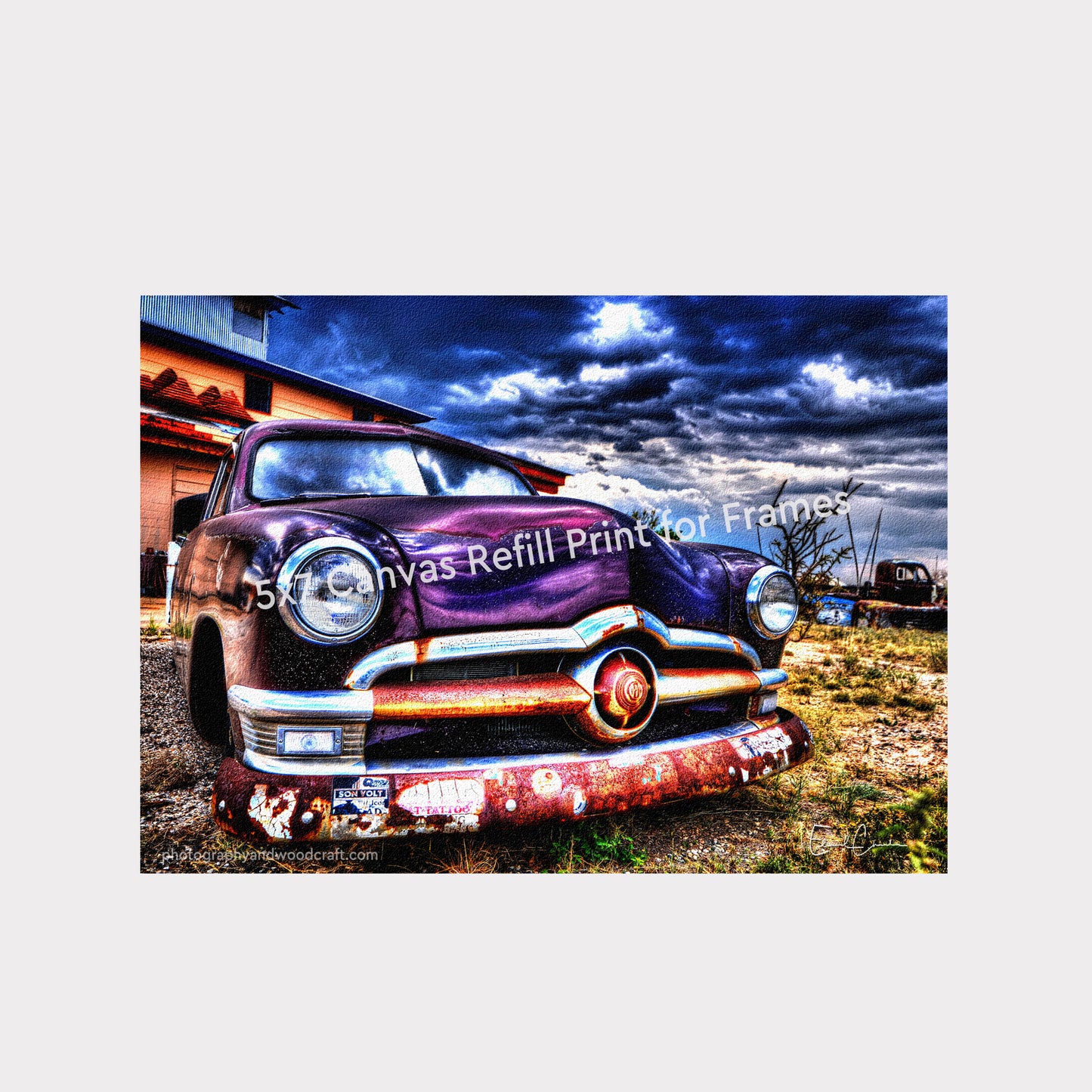 5" x 7" Purple Ford. Canvas Print Only. No Frame.