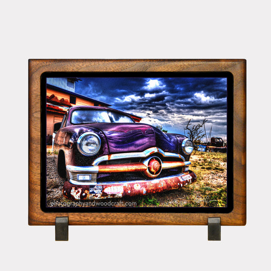 Purple Ford 5" x 7" Canvas Print in Solid Wood Floating Frame