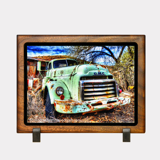GMC Diesel 5" x 7". Canvas Print in Solid Wood Floating Frame