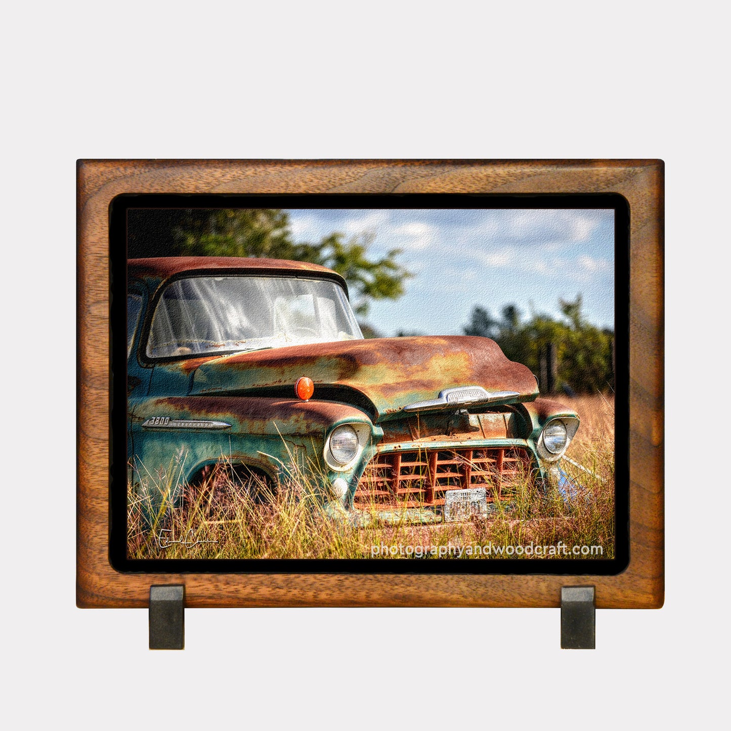 Chevy 3800 5" x 7". Canvas Print in Solid Wood Floating Frame