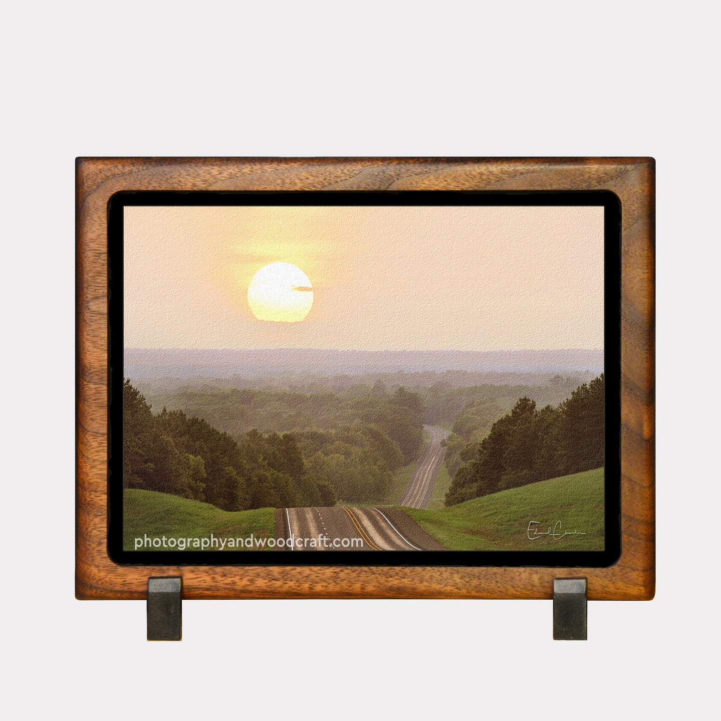 5" x 7" Highway 21 East Texas. Canvas Print in Solid Wood Floating Frame