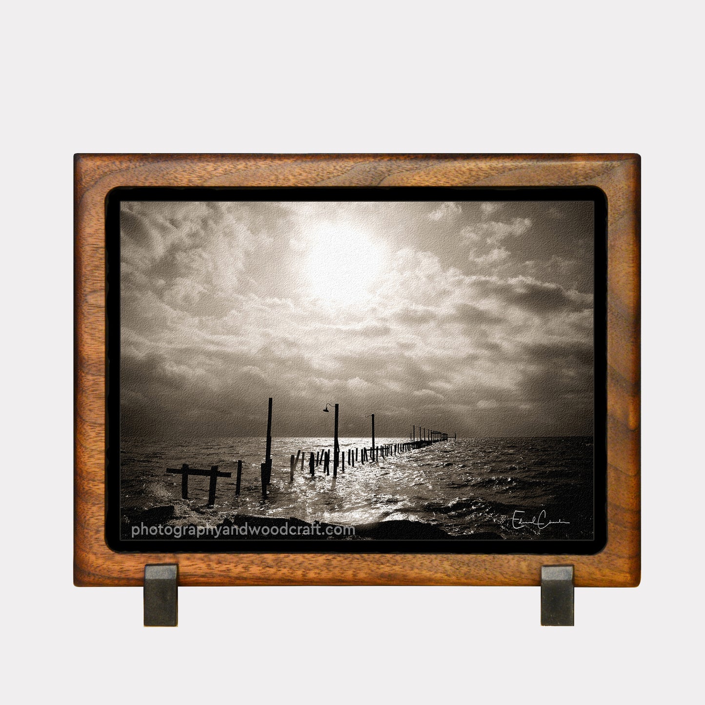 5" x 7" Abandoned Pier in Rockport, Texas. Canvas Print in Solid Wood Floating Frame