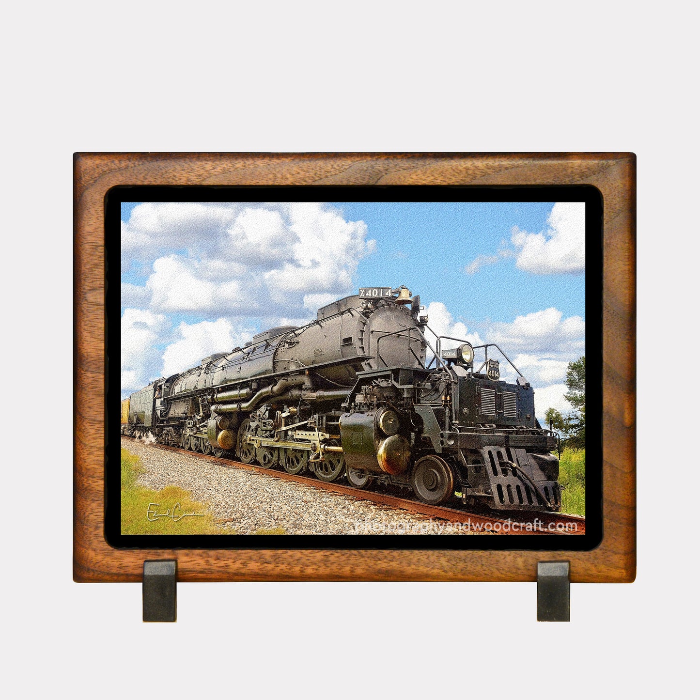5" x 7" Train near Kosse, Texas. Canvas Print in Solid Wood Floating Frame